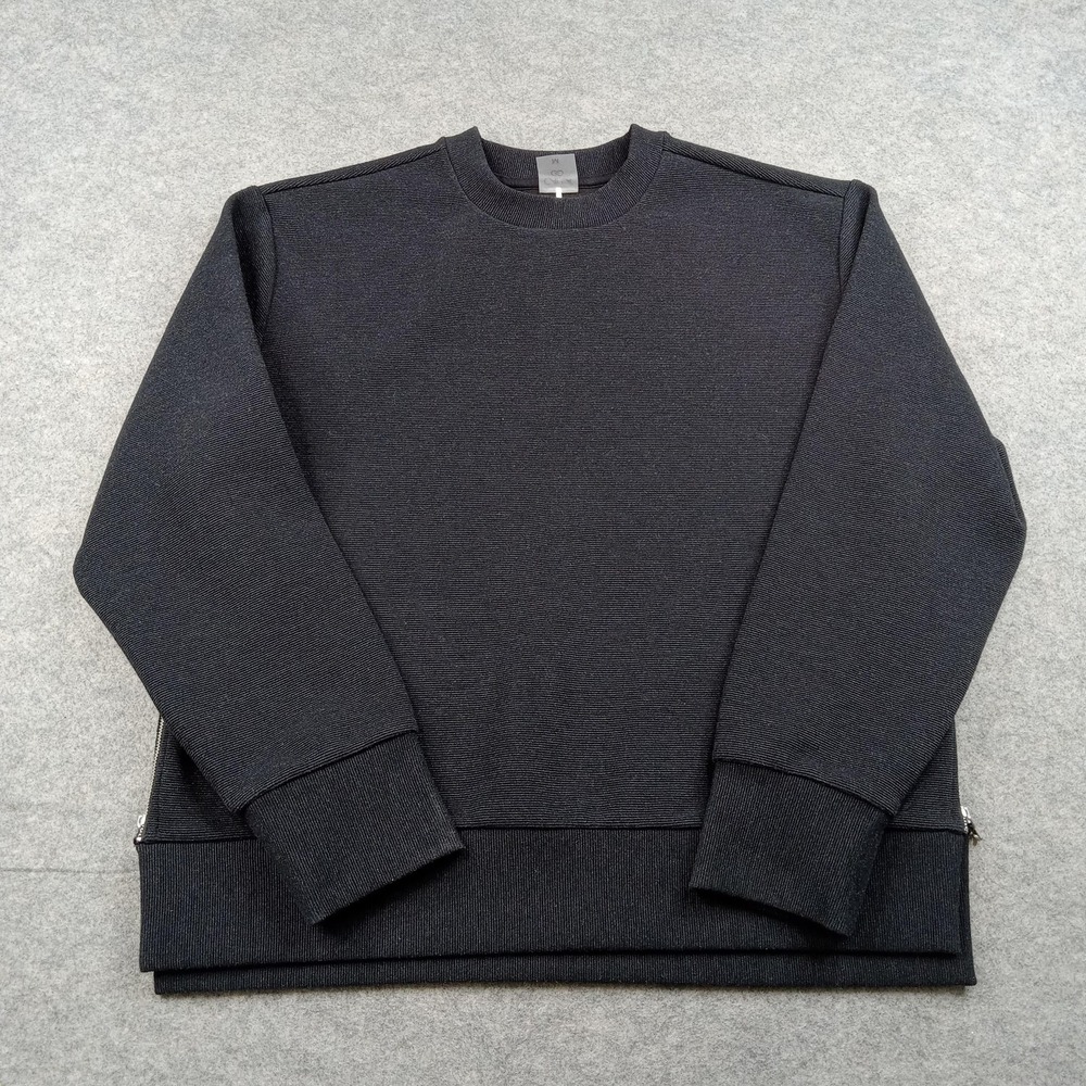 Calia Sweater Womens‎ Medium Gray Crewneck Side Zip Knit Pullover Long Sleeve